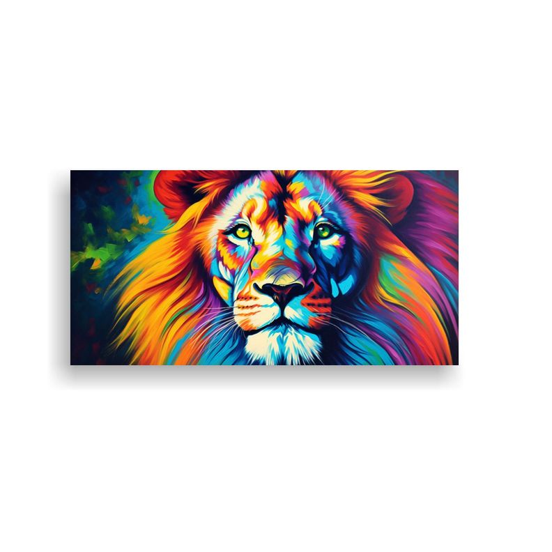 Cuadro León Estilo Pintura Al Estilo Óleo 100x50cm-0