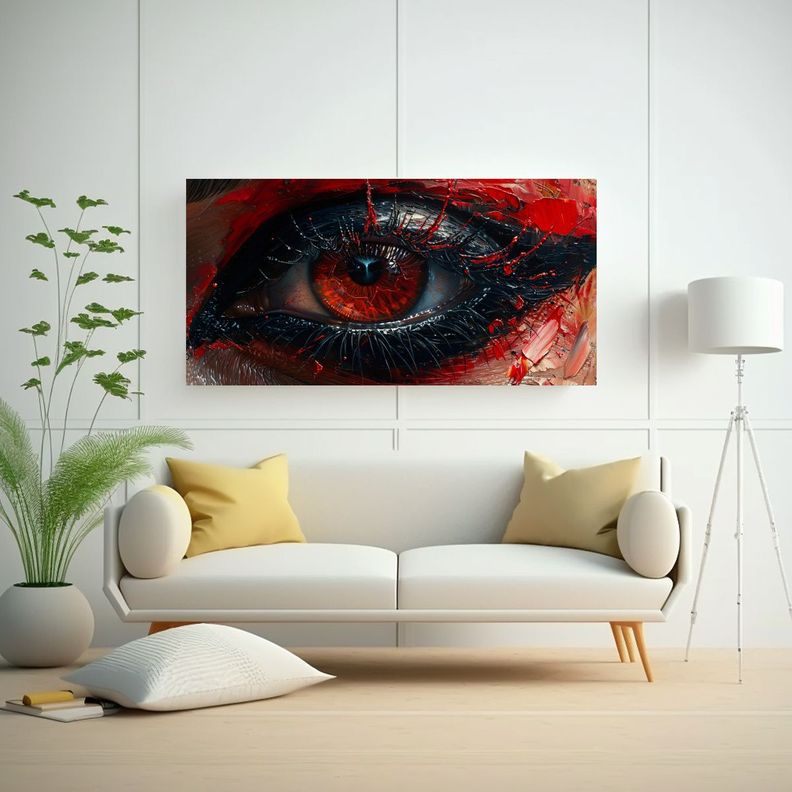 Cuadro Abstracto: Ojo Como Estilo óleo En Lienzo 140x70cm-2