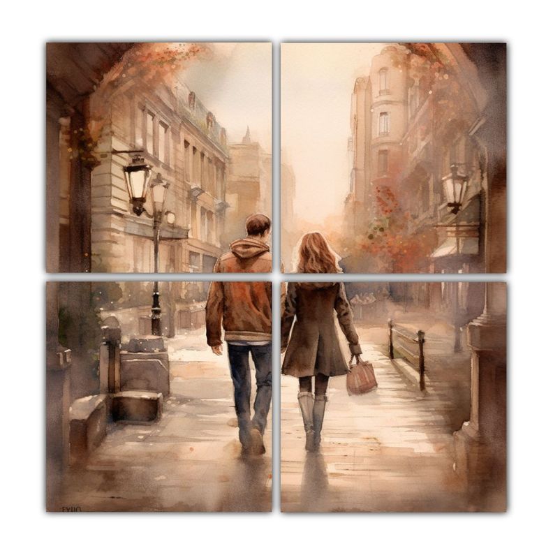 Pintura Inspiradora De Pareja Sosteniendo Manos 120x120 Cm