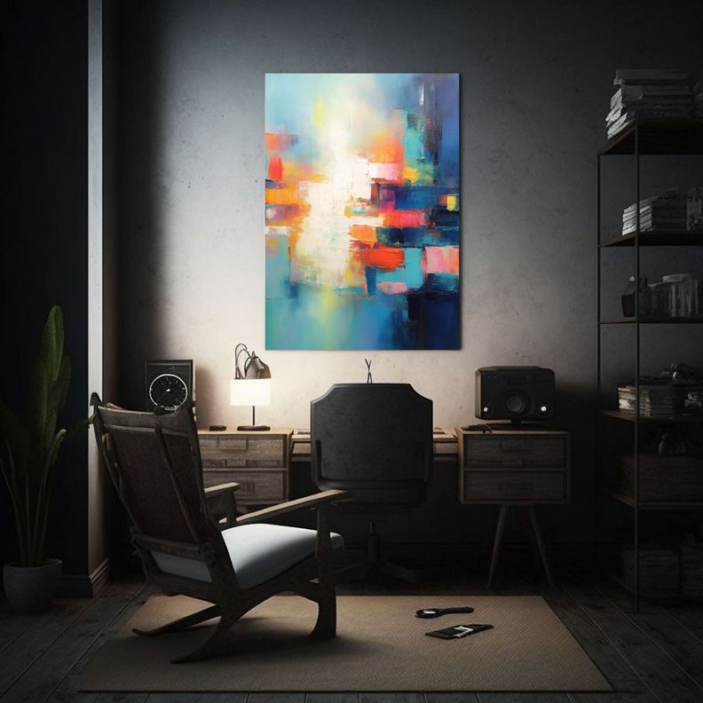 Cuadro Abstracto Llamativo Estilo Galería Pintura Al óleo  80x120cm-2