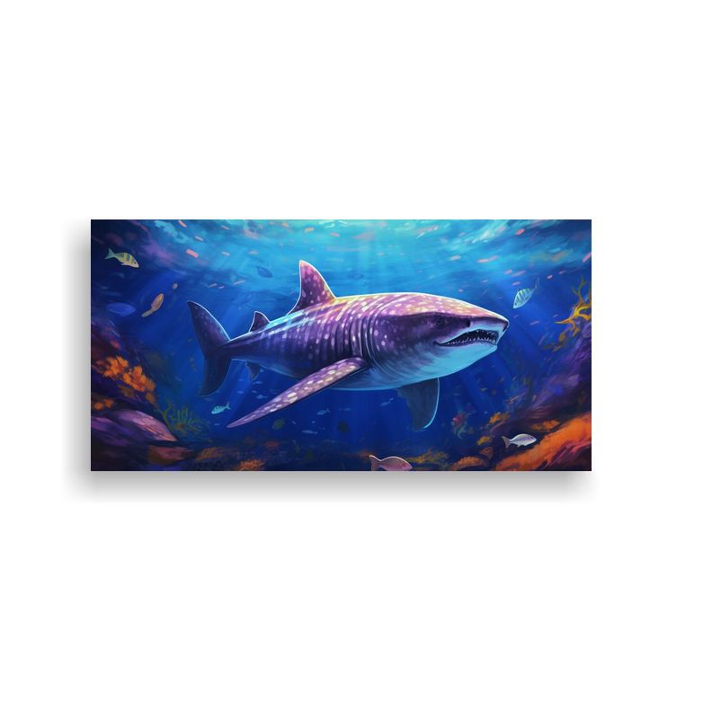 Cuadro Movimiento De Tiburón Ballena Pintura Al E 140x70cm-0