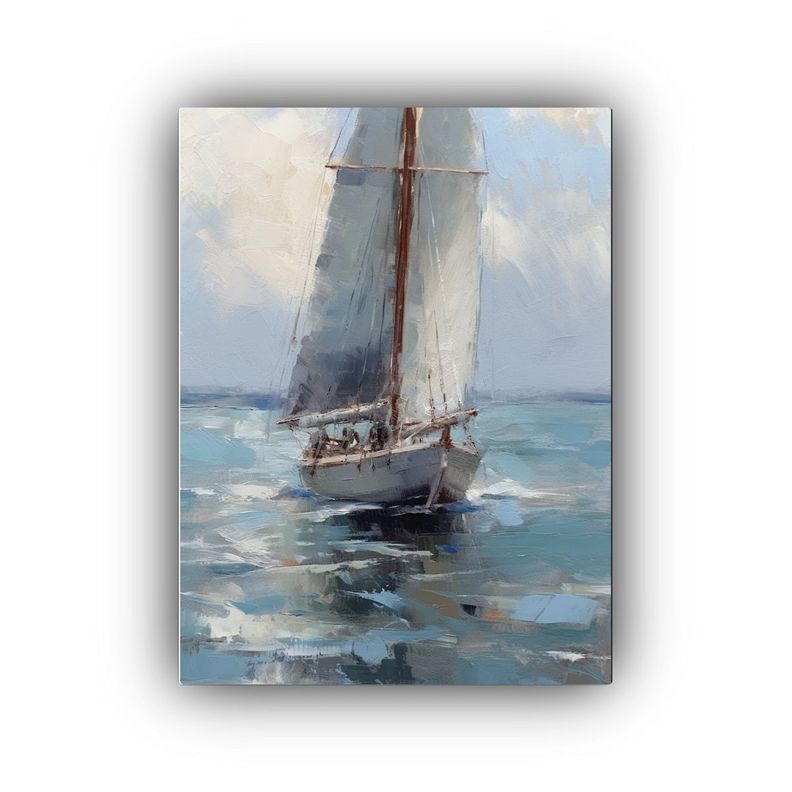 Lienzo Estilo Galería De Barco Navegando En Mar 60x90cm-0