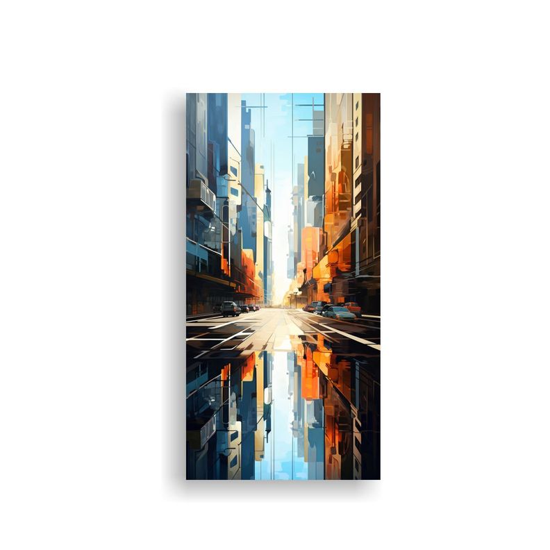 Pintura Lienzo Hermoso Living Paisaje Urbano 50x100 Cm-0