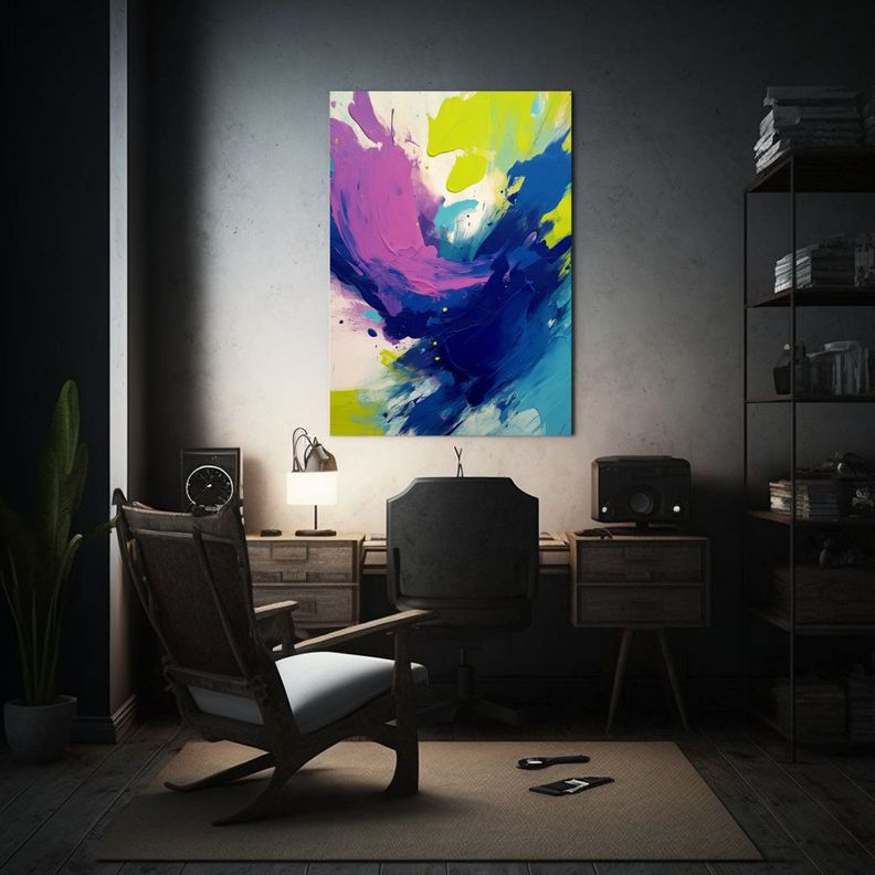 Pintura Abstracta Al óleo Con Pinceladas Fuertes 50x65cm-2