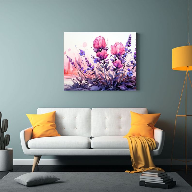 Cuadro Tonos Únicos Lavanda Hierbas En Colores Rosa Atmosfe 60x40cm-2