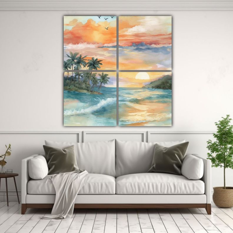 Cuadro De Tela Expresión Alegría Playa Tranquila 40x40 Cm-2