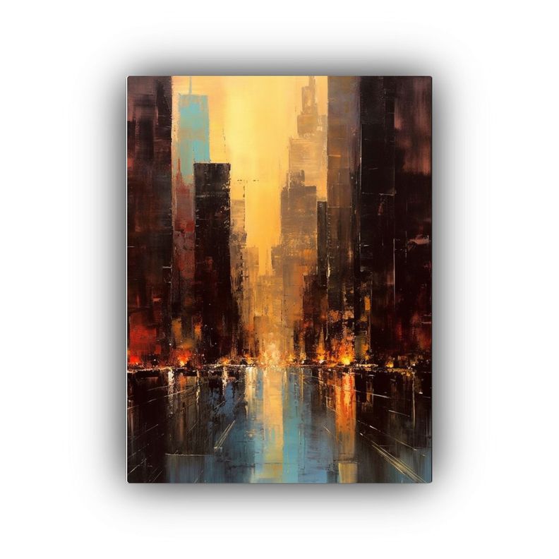 Pintura Al óleo De Paisaje Urbano Con Trazos De Pincel Arte 20x30cm-0