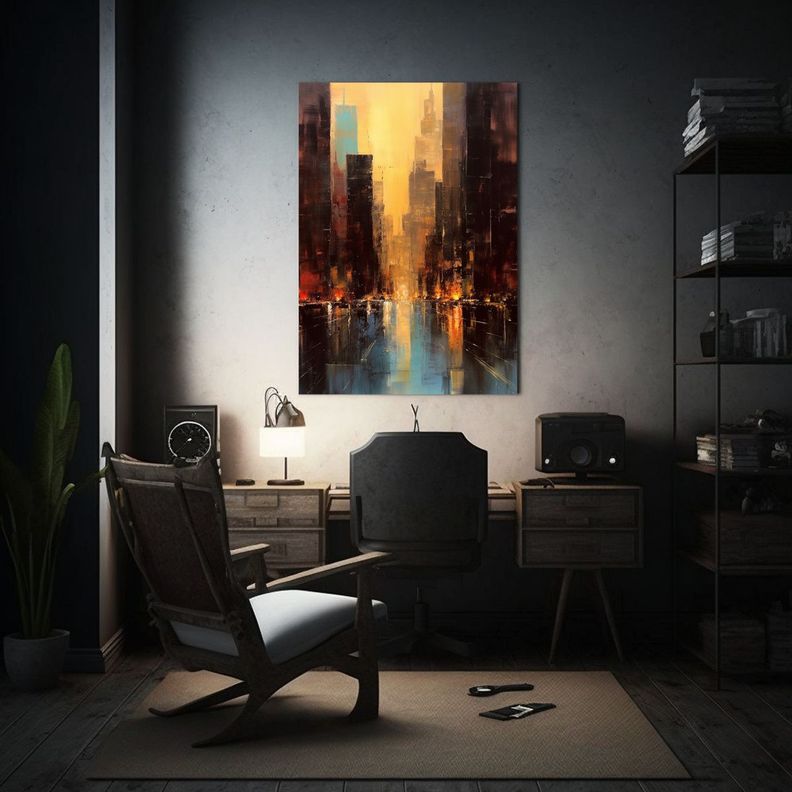 Pintura Al óleo De Paisaje Urbano Con Trazos De Pincel Arte 20x30cm-2