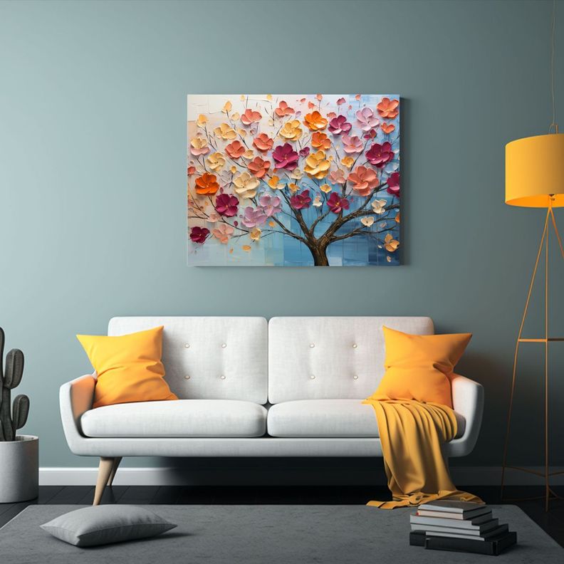 Cuadro En Lienzo De Flores De Tilo Arcoíris Para Decoració 75x50cm-2