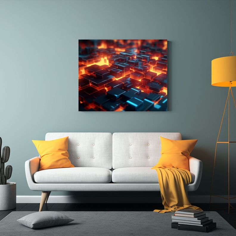 Cuadro Abstracto 3D Tecnología Moderna Fondo 8k 30x20cm-2
