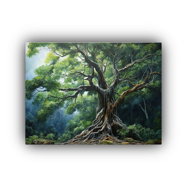 Pintura Abstracta Detallada En óleo De Un árbol 30x20cm-0