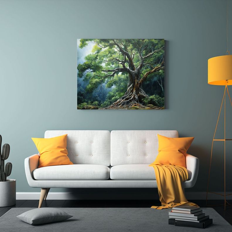 Pintura Abstracta Detallada En óleo De Un árbol 30x20cm-2