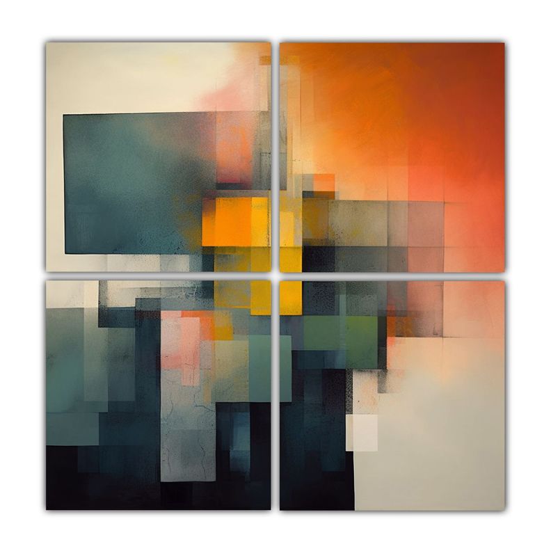 Cuatro Telas En Bastidor Conceptual Interiores 60x60 Cm
