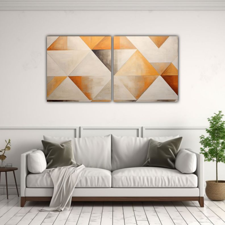Pintura Al óleo En Lienzo Estilo Lig, Triángulo 60x30 Cm-2