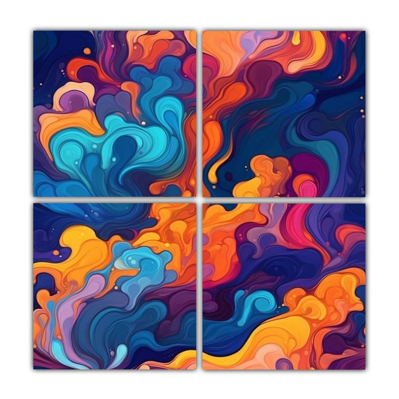 Cuatro Canvas Tema Representacion Pintura 80x80 Cm