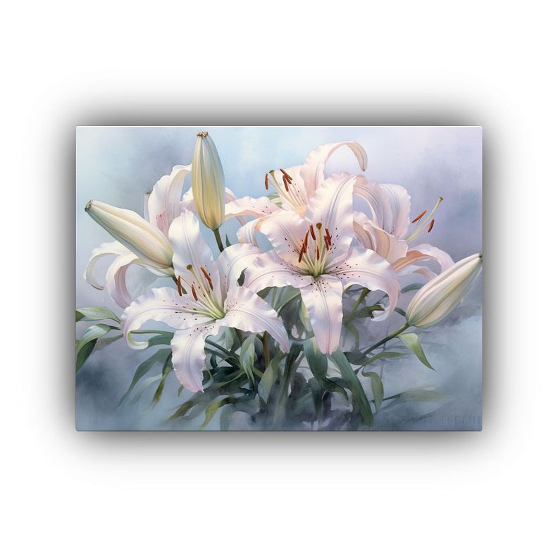 Cuadro De Flores Acuarela Lirios En Ramo: Arte De 60x40cm-0