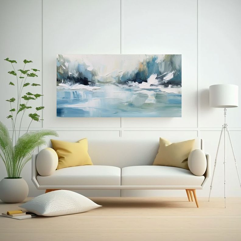 Pintura Abstracta En Estilo óleo Con Pinceladas 60x30cm-2