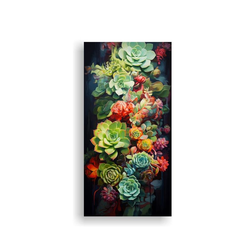 Lienzo De Tela Con Pintura Moderna De Suculentas 30x60cm-0