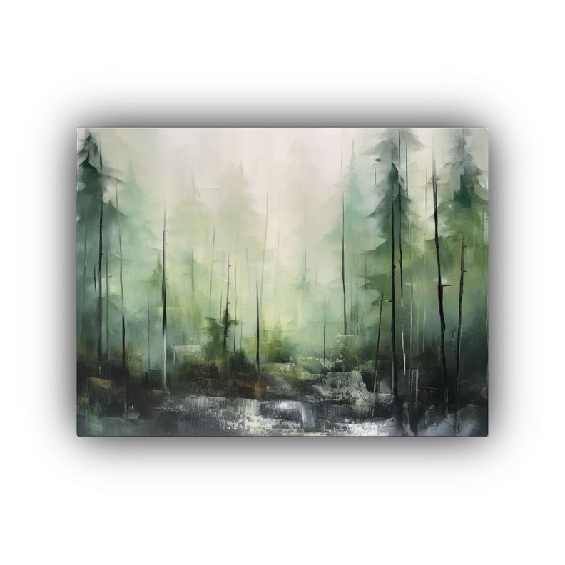Pintura Abstracta De Bosque Brumoso En óleo Para Decoració 40x30cm-0