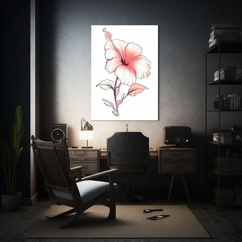 Arte De Pared De Hibiscus Flor Clip Art Lápices 80x120cm-2