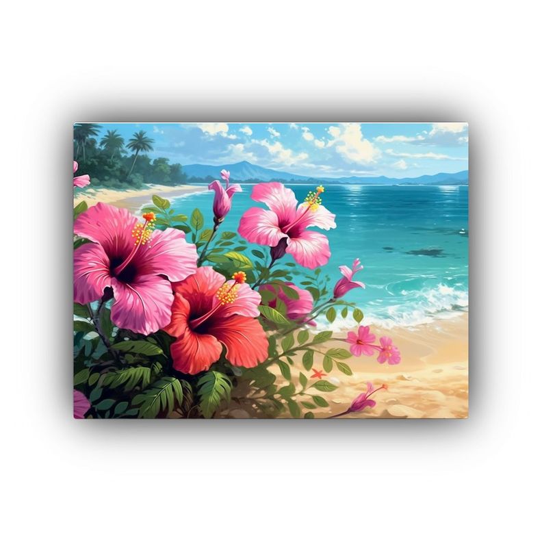 Pinturas Decorativas Hawaianas De Hibiscos De Estilo Hiperre 65x50cm-0