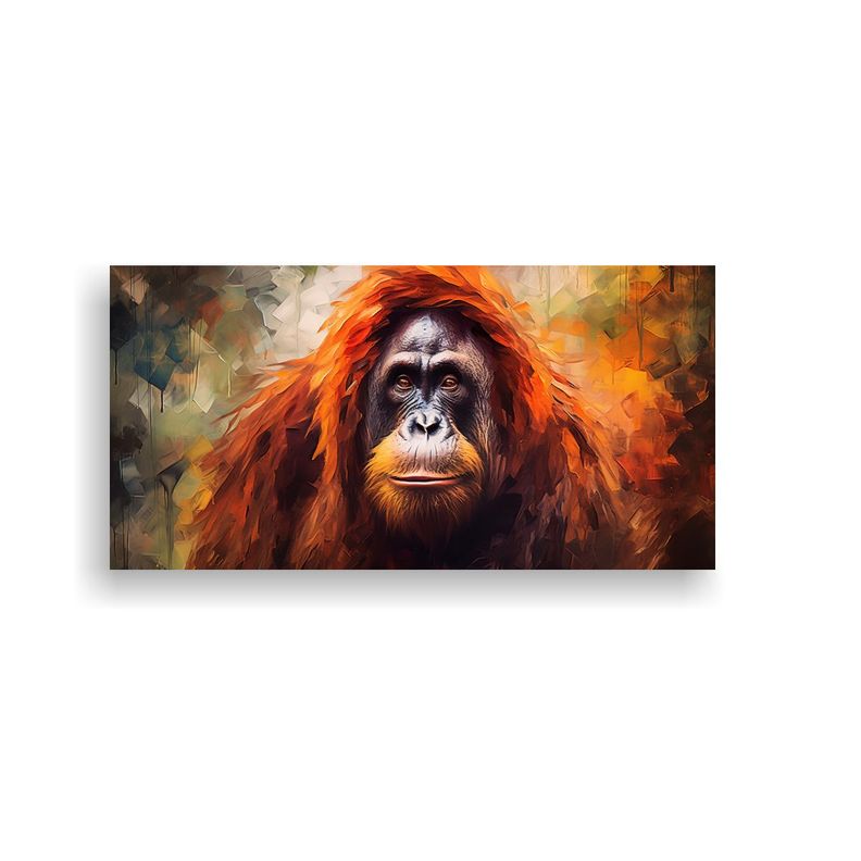 Pintura Al Estilo óleo Colorida Estilo Orangután 60x30cm-0
