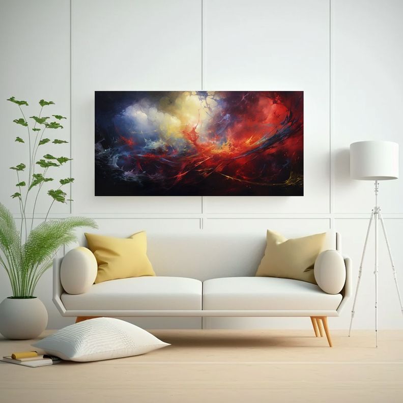 Pintura Abstracta Al Estilo óleo Detallada 40x20cm-2