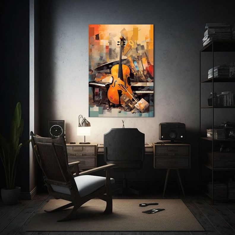 Cuadro De Tela Moderno Con Una Variedad De Instrumentos Musi 50x65cm-2