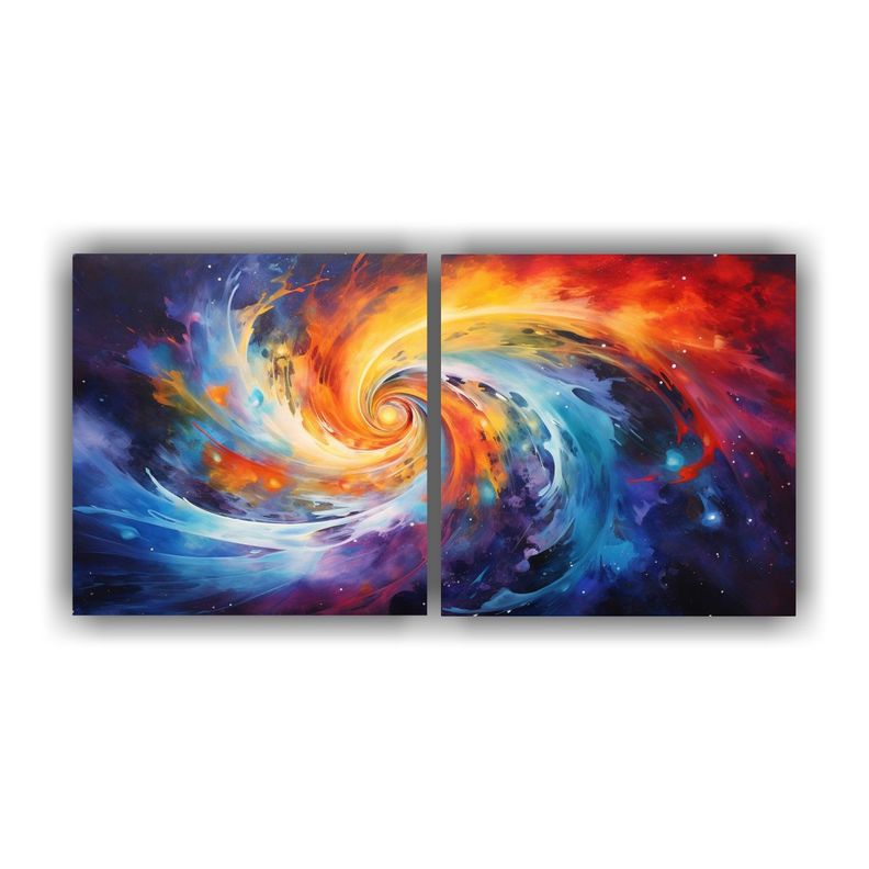Díptico Horizontal Galaxias Abstractas Exclusivas 100x50 Cm-0