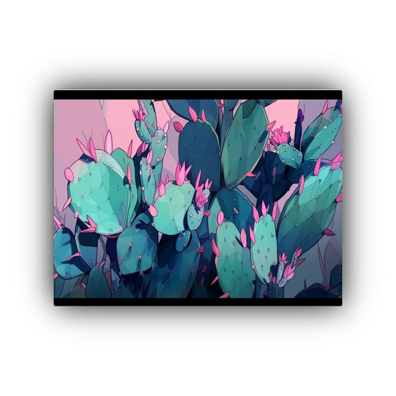 Cuadro Acuarela Poder A Cactus Plantas En Colores Vibrantes  30x20cm-0
