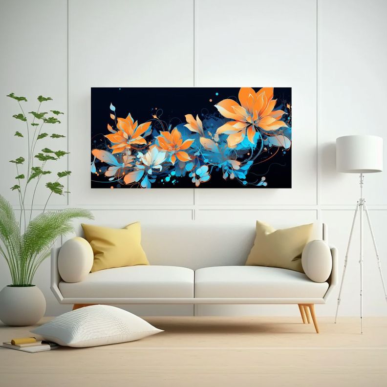 Pintura Temática De Suculentas En Tonos Naranja 120x60cm-2