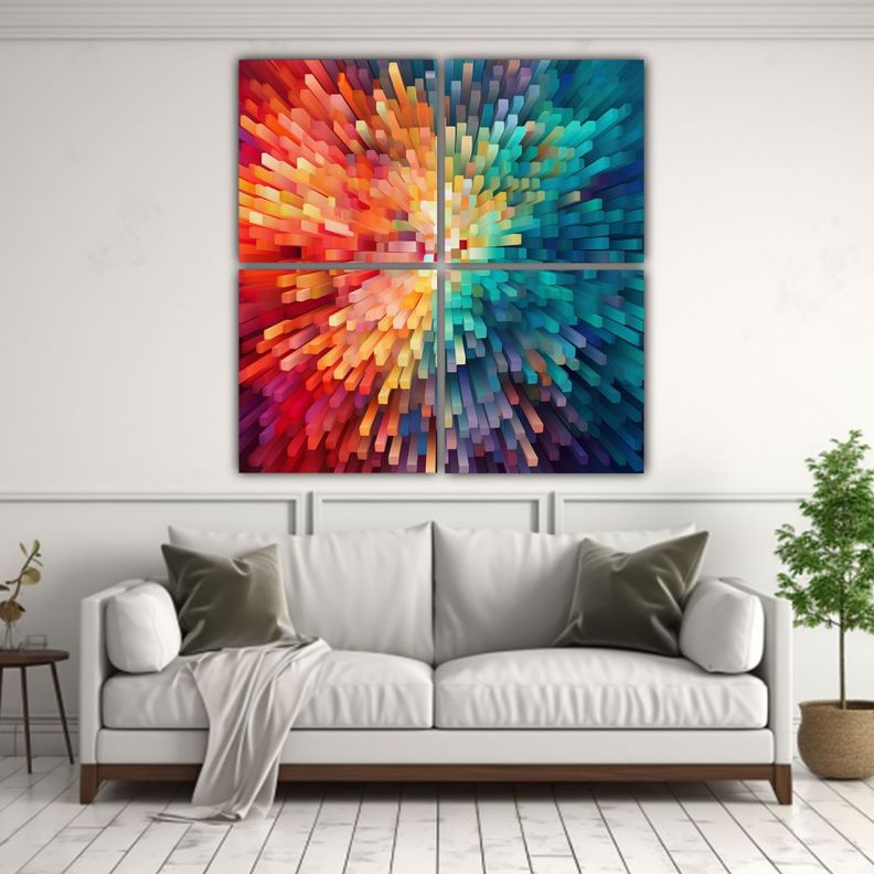 4 Lienzos Inspirador Living Abstract Multi Color 180x180 Cm-2