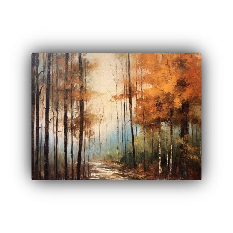 Pintura Al óleo De Un Bosque En Otoño Con Técnica Tradici 45x30cm-0