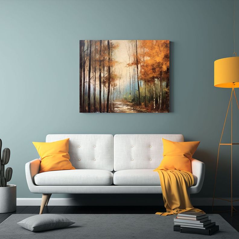 Pintura Al óleo De Un Bosque En Otoño Con Técnica Tradici 45x30cm-2