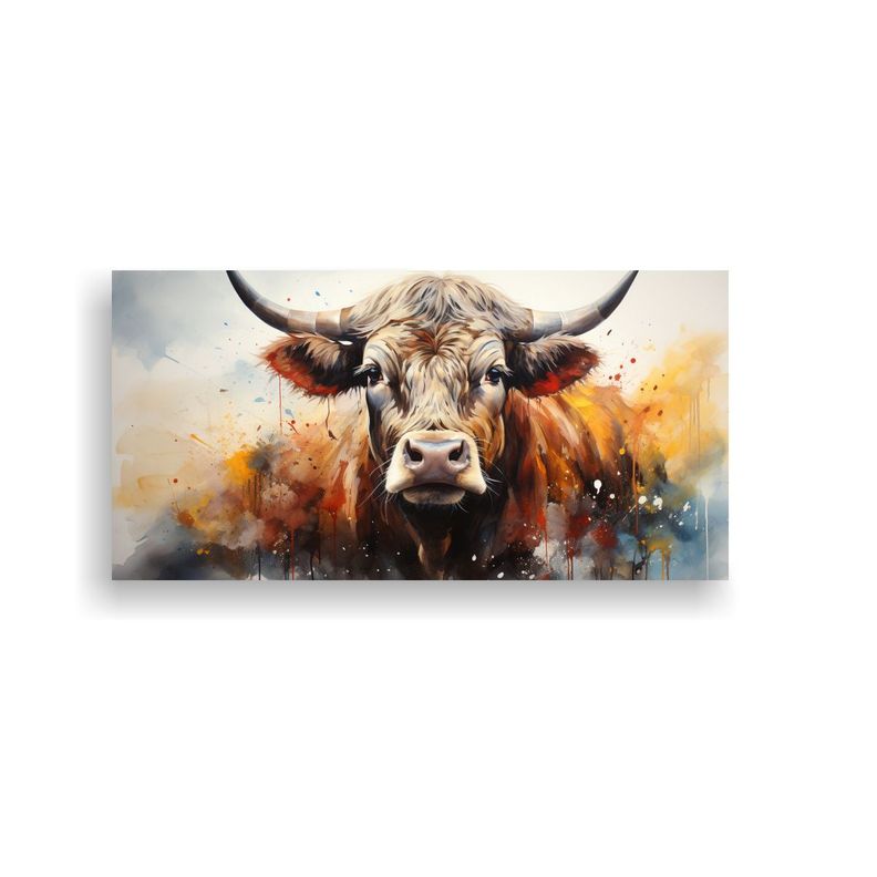 Pintura Acuarela Moderna Exclusiva De Vaca 80x40 Cm-0