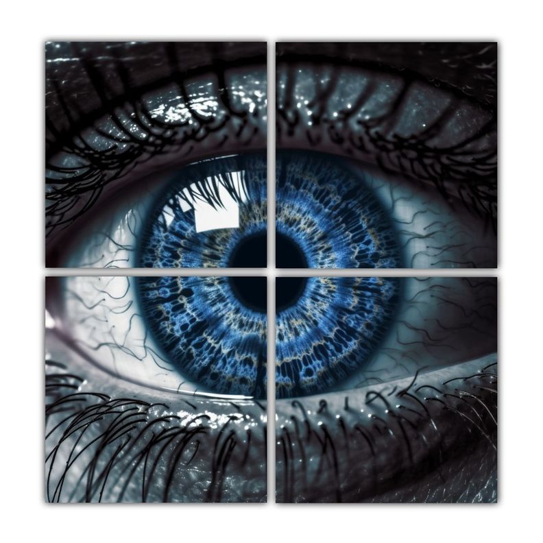 Cuatro Lienzos Diseno Enigmatico Ojo Azul Vista 40x40 Cm