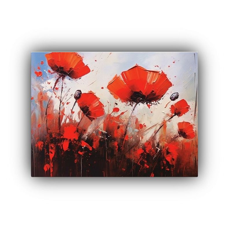 Pintura Al óleo De Amapolas Con Pinceladas 30x20cm-0
