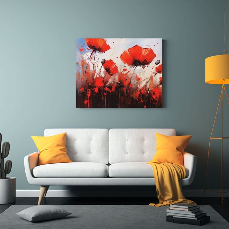 Pintura Al óleo De Amapolas Con Pinceladas 30x20cm-2