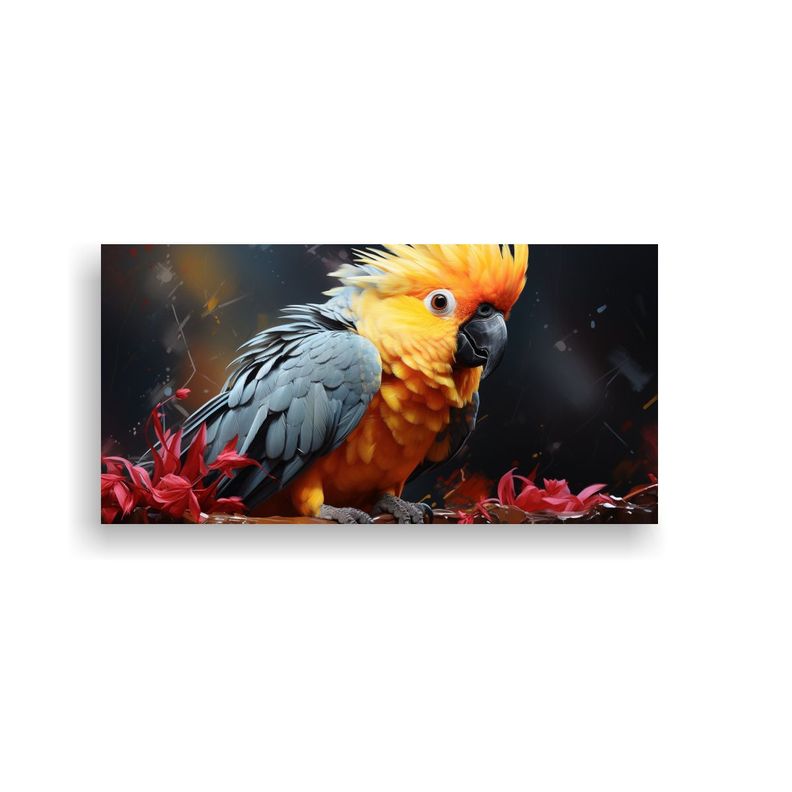 Pintura Al Estilo óleo Moderna De Un Cockatiel 40x20cm-0