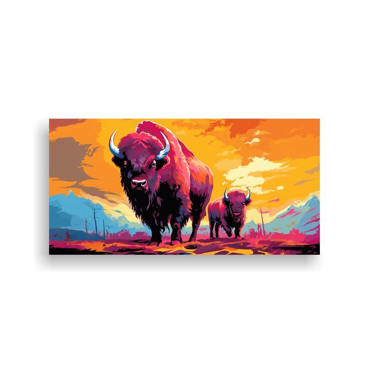 Arte Gráfico Bison Y Búfalo En Colores Vívidos 140x70cm-0