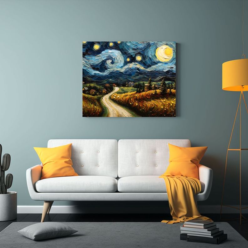 Pintura óleo Paisaje Inglés Campo En Baño 65x50cm-2