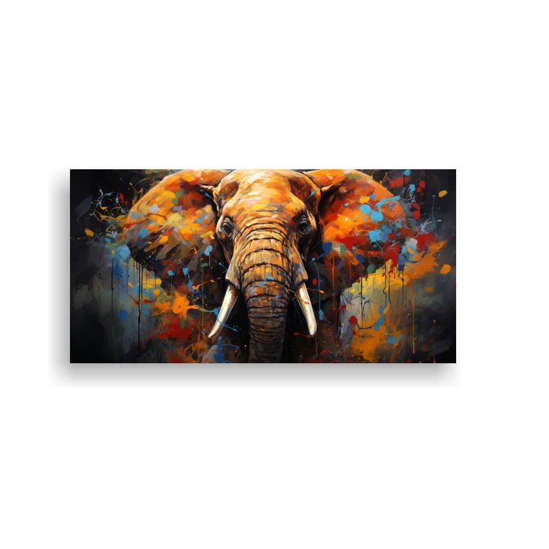 Pintura Al Estilo óleo De Elefante Abstracto 140x70cm-0