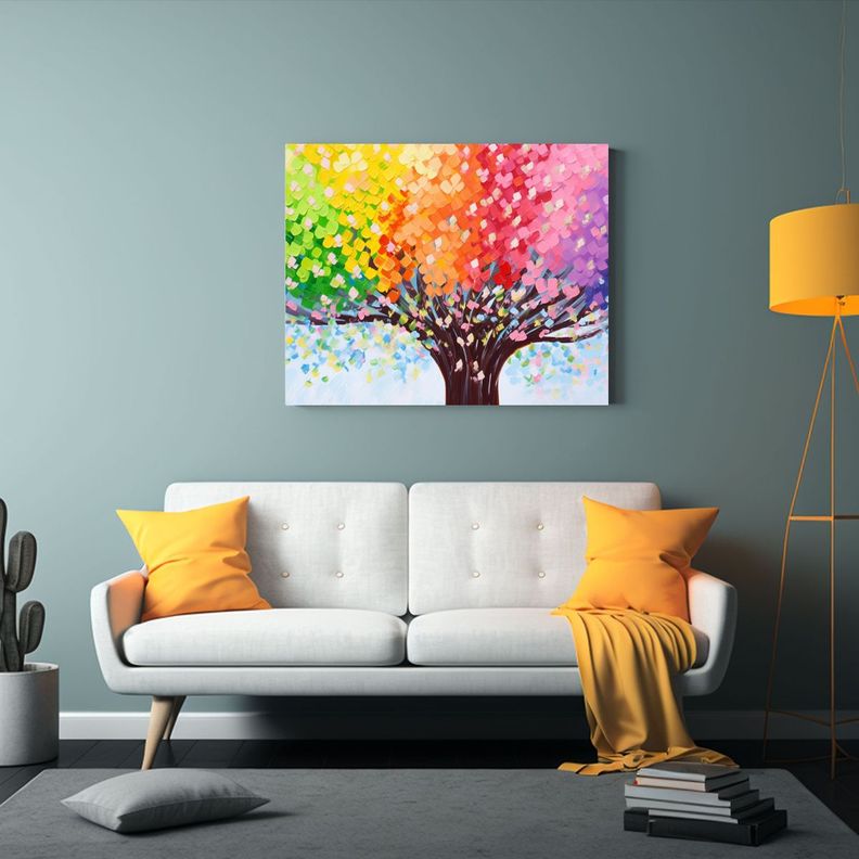 Cuadro Floral En Lienzo: Equilibrio Visual De Flores De Tilo 50x40cm-2