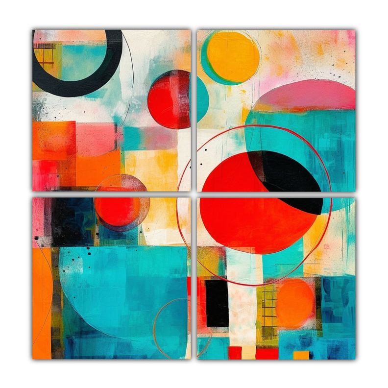 Cuatro Artes Abstractos Coloridos Inspiracion 100x100 Cm