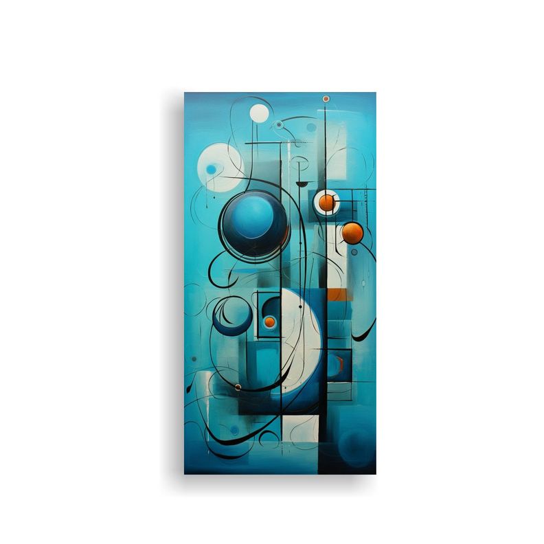Cuadro Abstracto En Lienzo Turquesa Arte Gráfico 80x160cm-0