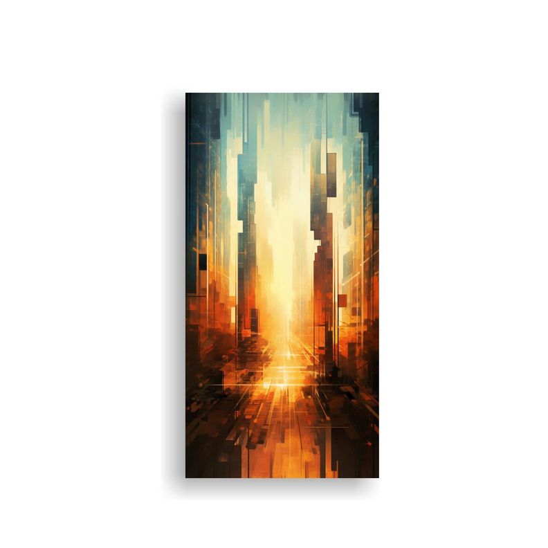 Cuadro Acuarela Abstracto Con Toque Futurista De 20x40cm-0