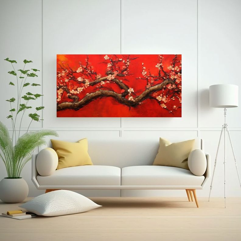 Pinturas Modernas Con 32k Ramas De Flores Sobre 160x80cm-2