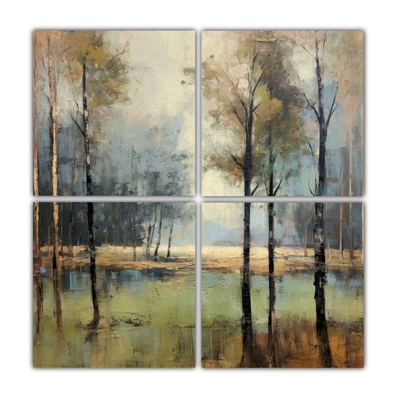 Cuadro Moderno Escena Paisaje óleo Azul 60x60 Cm-0