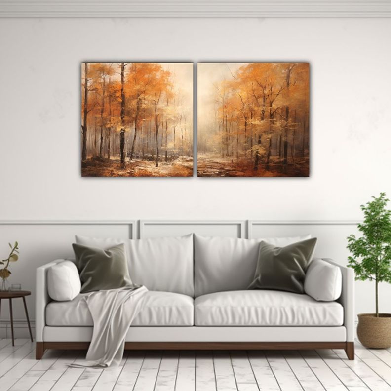 Pintura Al óleo Y Cera Fría Para Sala: Cuadros 60x30 Cm-2