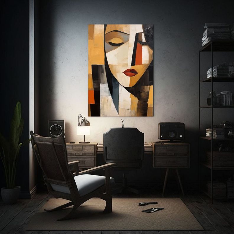 Cuadro Minimalista Al óleo De Un Cálido Retrato  60x90cm-2